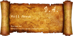 Voll Anna névjegykártya